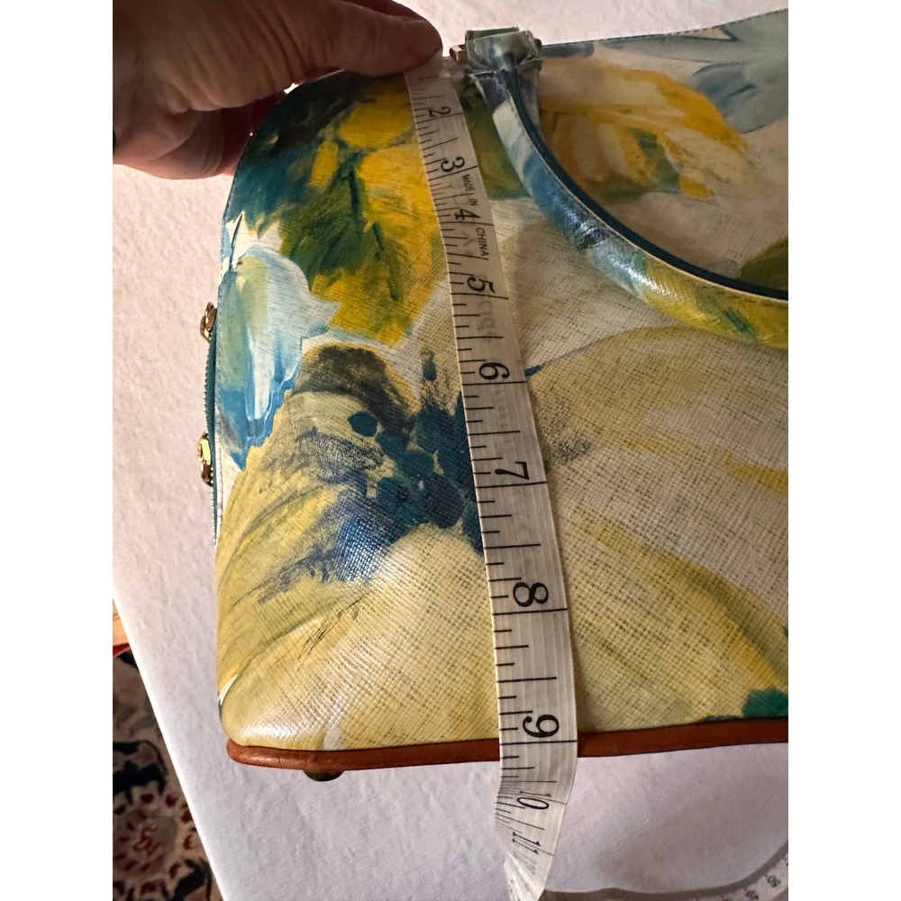 HOLDING DO NOT BUY Brahmin Duxbury Satchel Floral Blue Yellow Leather Dome Bag - Picture 8 of 11